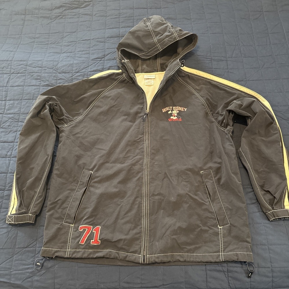 Disney World Jacket Men's Size XL Mickey Mouse Logo 71 Disney Windbreaker Hooded